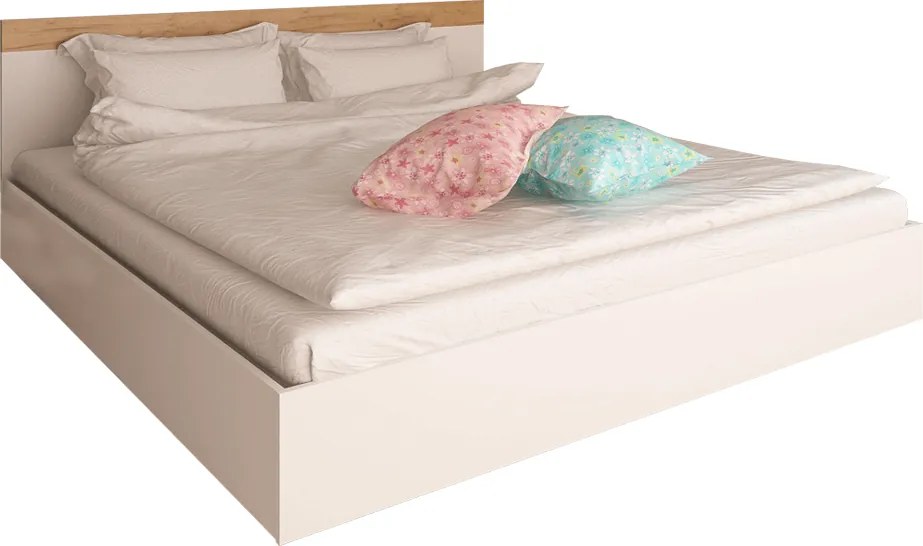 Manželská posteľ, 160x200, biela/dub artisan, GABRIELA