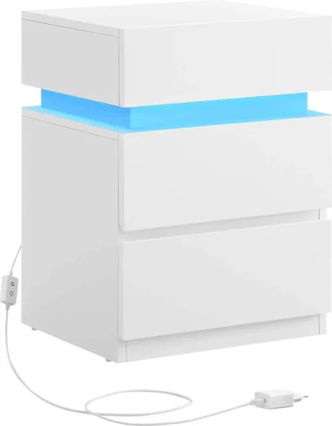 Nočný stolík s LED osvetlením, biely ANT-E1163 WT