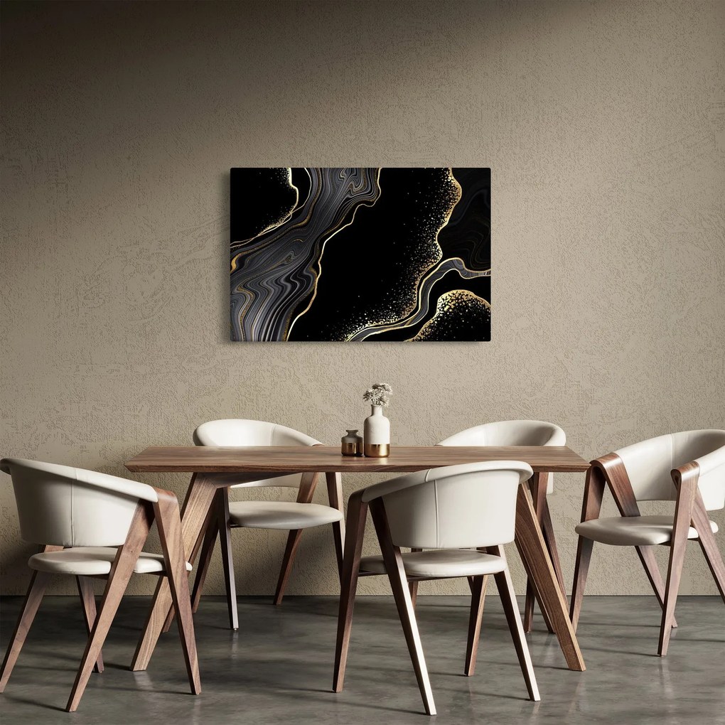 Obraz - Čierno-zlatý mramor (90x60 cm)