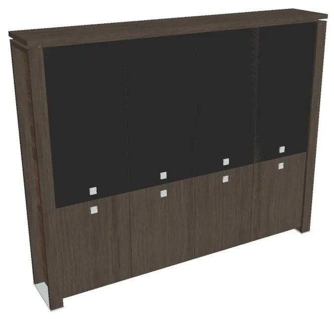 Vysoká skriňa Verno+ 260 x 46 x 210 cm, kombinované dvere, dub antracit / čierna