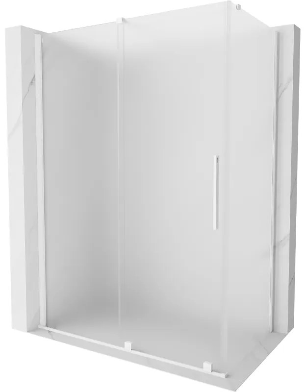 Mexen Velar, sprchový kút s posuvnými dverami 140 x 85 cm, 8mm sklo námraza, biela matná, 871-140-085-31-20