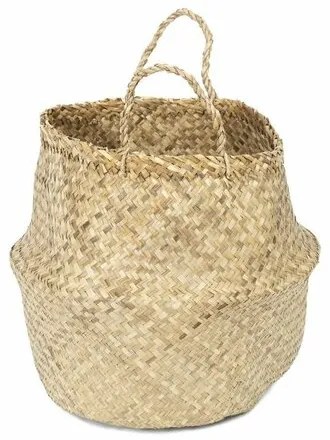 Compactor Pletený úložný košík z morskej trávy Belly, 45 x 36 cm, prírodná, L