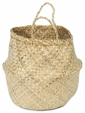 Compactor Pletený úložný košík z morskej trávy Belly, 45 x 36 cm, prírodná, L