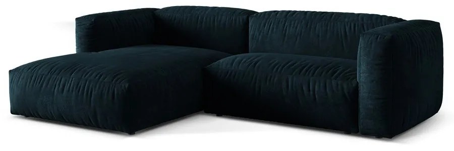 Tmavomodrá zamatová modulárna rohová pohovka (ľavý roh/s leňoškou) Martina – Micadoni