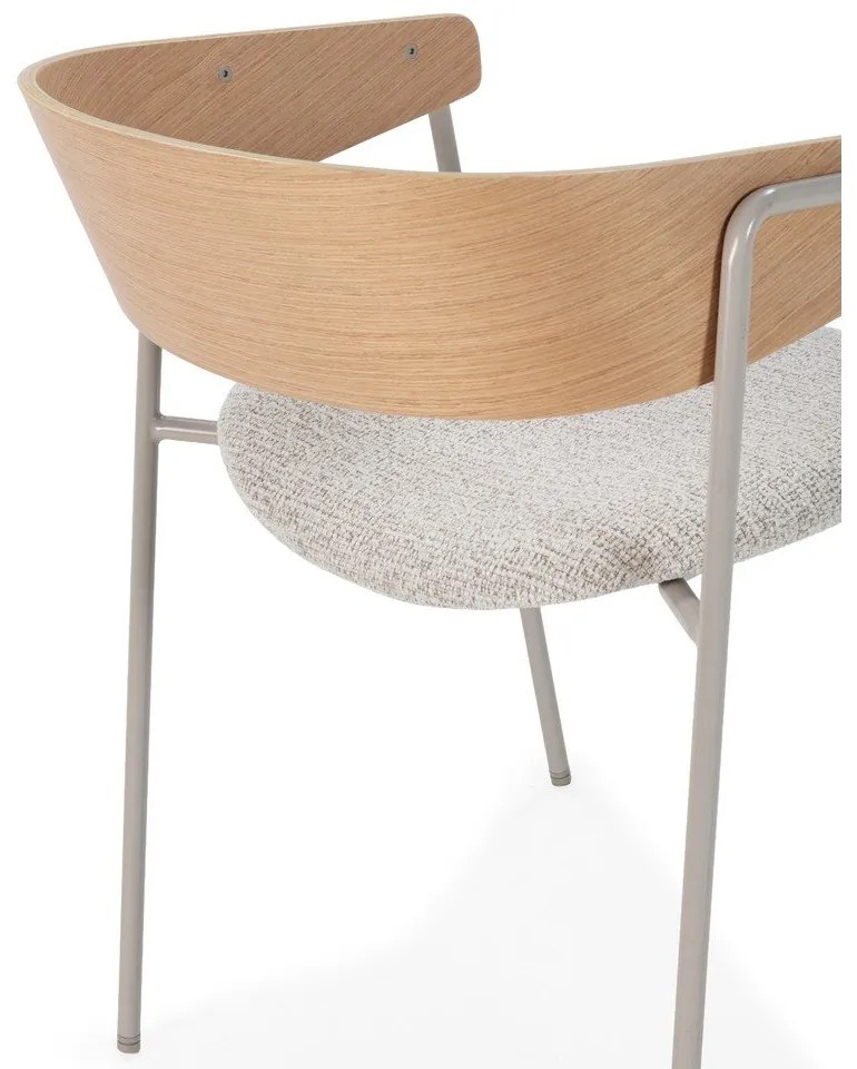 Svetlosivé/v prírodnej farbe čalúnené jedálenské kreslá v súprave s podrúčkami 2 ks Cora – MOME