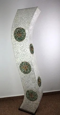 Stojacia lampa SIRIUS,  pravá  perleť, biela, ručná práca, 150 cm