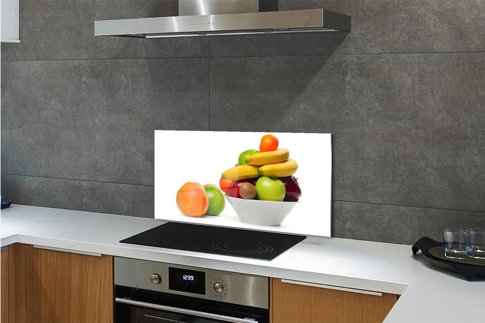 Sklenený obklad do kuchyne Ovocie v miske 125x50 cm