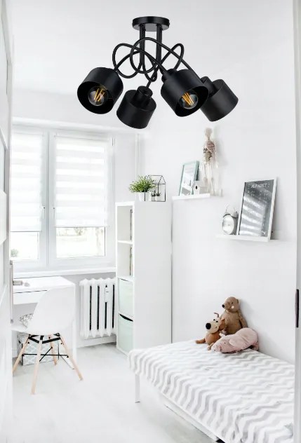 BERGE Závesná lampa LOFT - 4x E27 - CUBE BLACK