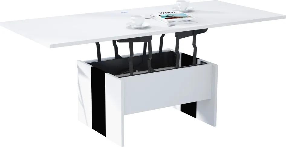Mazzoni SOLO bílá a černá barva, rozkládací, zvedací konferenční stůl, stolek, černobíla