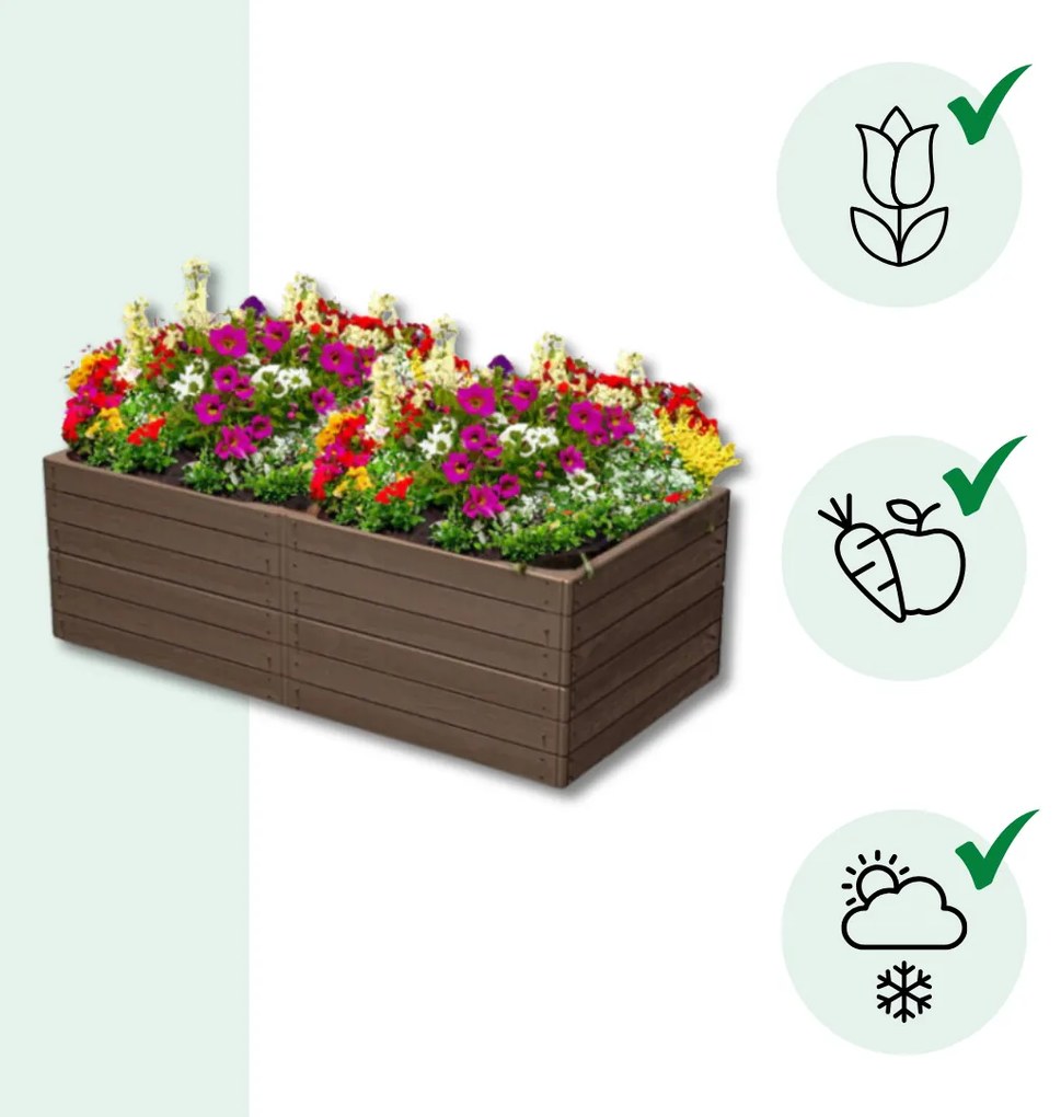 Prosperplast Vyvýšený záhon WOODY, 2ks, 149x75,6x25cm, hnedá