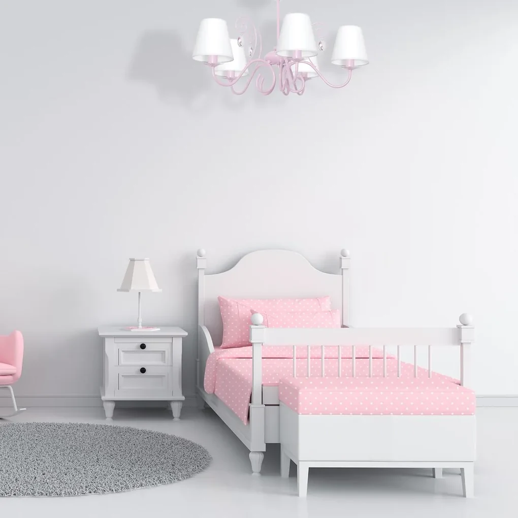 EUlight Detský luster Sara, 5x biele textilné tienidlo, p