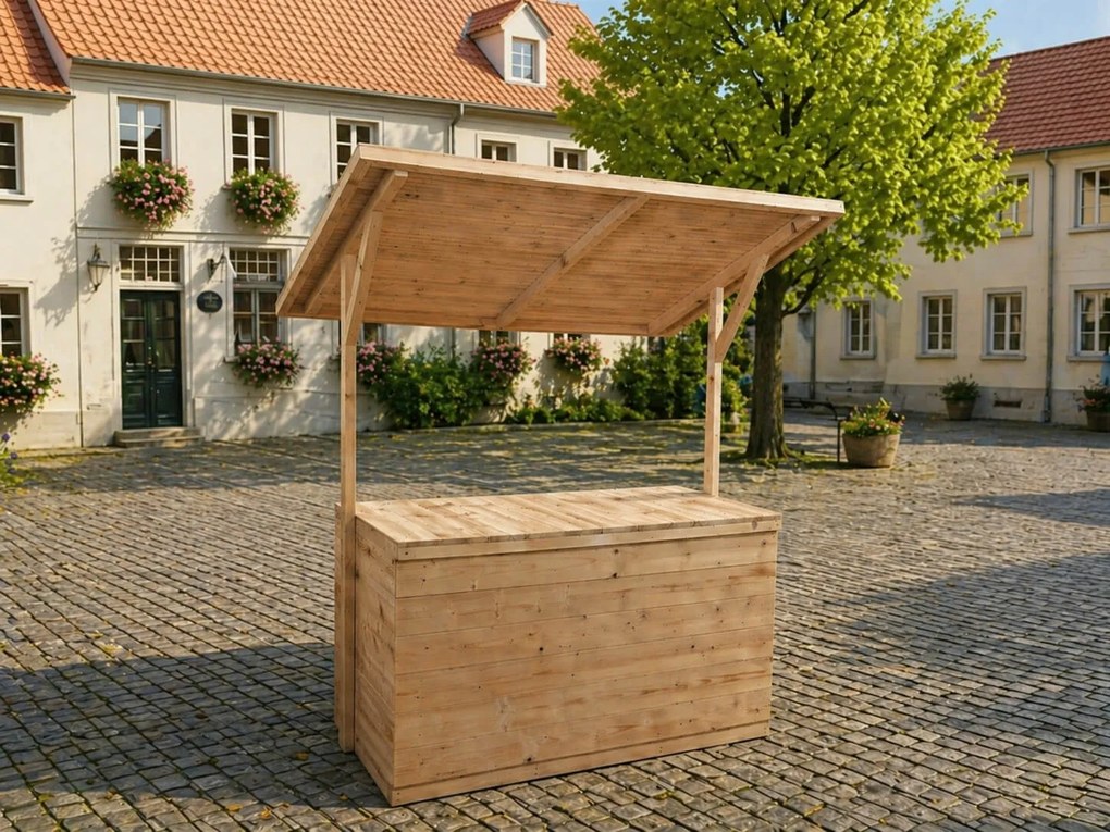 Trhový stánok - Premium, farba natur, (0,75 x 1,5 m), S_BUFET6 - domceknazahradu.sk