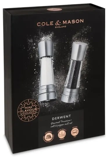 Cole&Mason - Sada mlynčekov na soľ a korenie DERWENT 2 ks 19 cm lesklý chróm