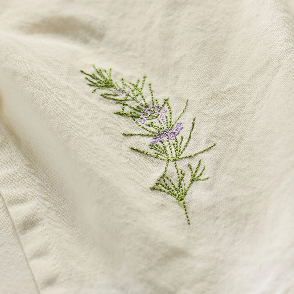 Ib Laursen Bavlnená utierka s výšivkou Summer Vibes Rosemary