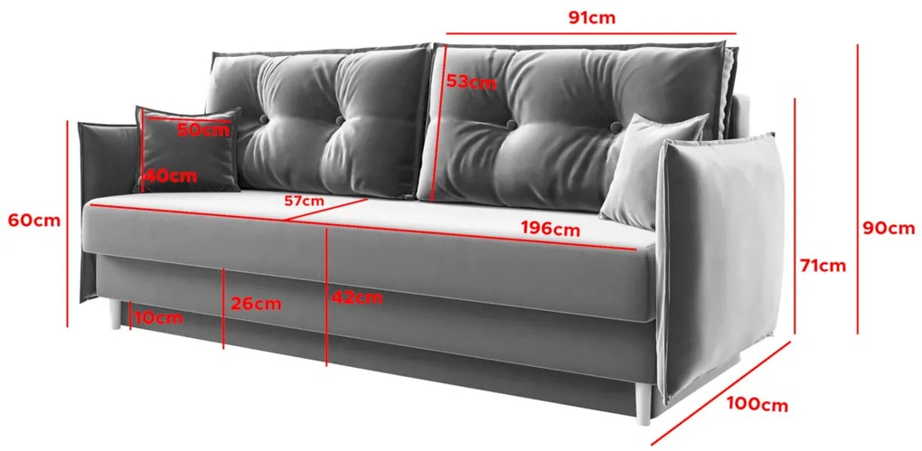 Rozkladacia pohovka TYP 116, 216x90x100, kronos 27