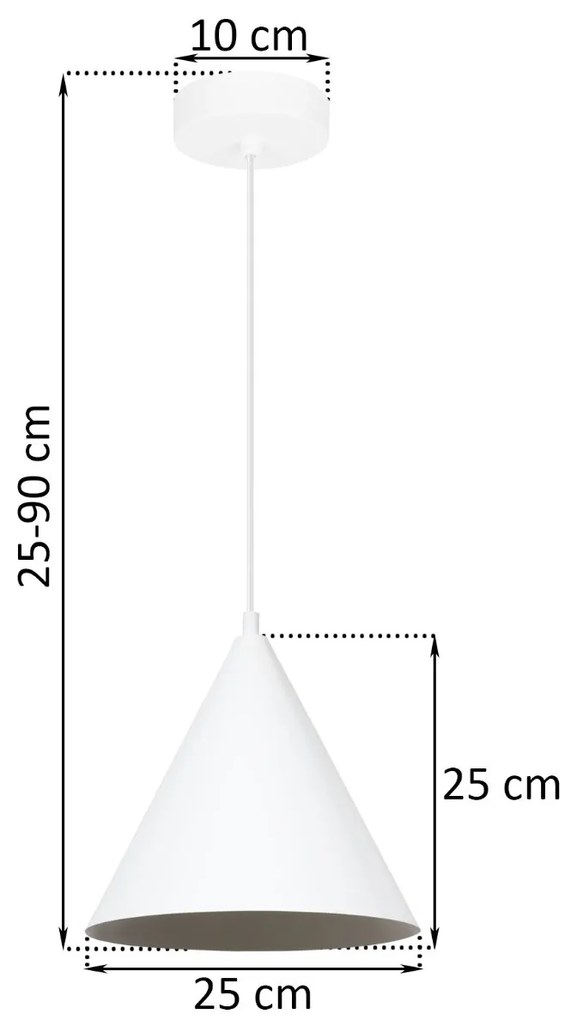 Závesné svietidlo Soho, 1x biele kovové tienidlo, (fi 25cm)