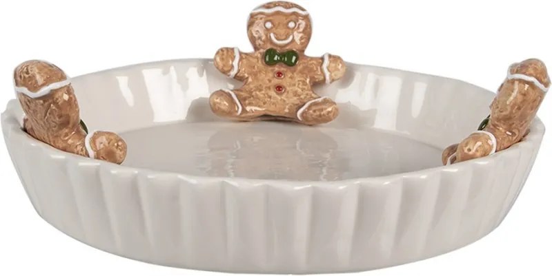 Biela keramická misa Perníček Gingerbread - Ø 23*3*7 cm