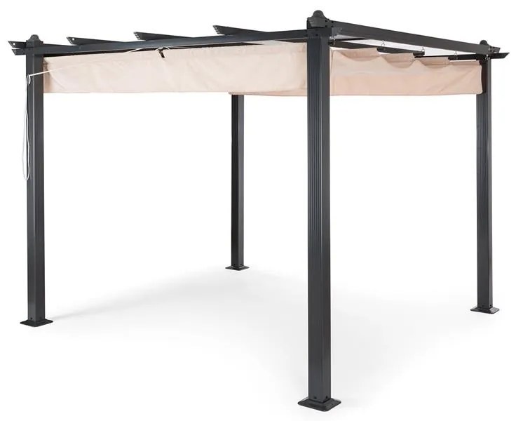 Pantheon, pergola, prístrešok, 3 x 3 m, hliník, strieška proti slnku, polyester, béžová