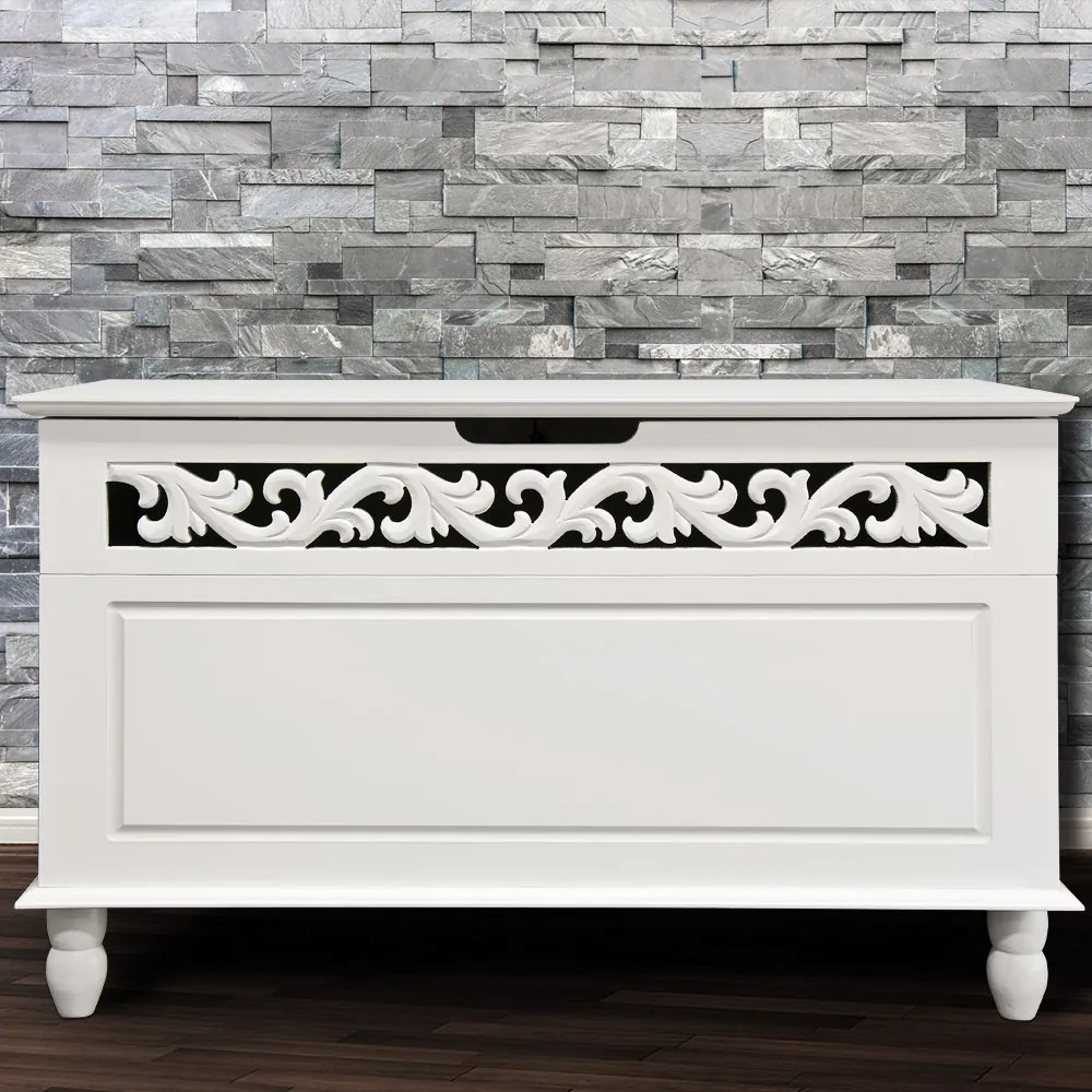 Casaria Drevená truhlica JERSEY, 80x40x48cm, biela
