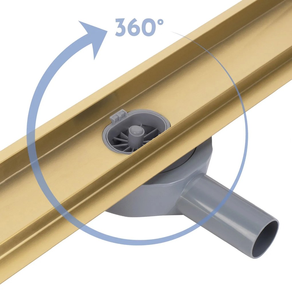 Rea Neox Pro, odtokový žľab 100cm s 360stupňovým otočným sifónom, zlatá matná, REA-G2850