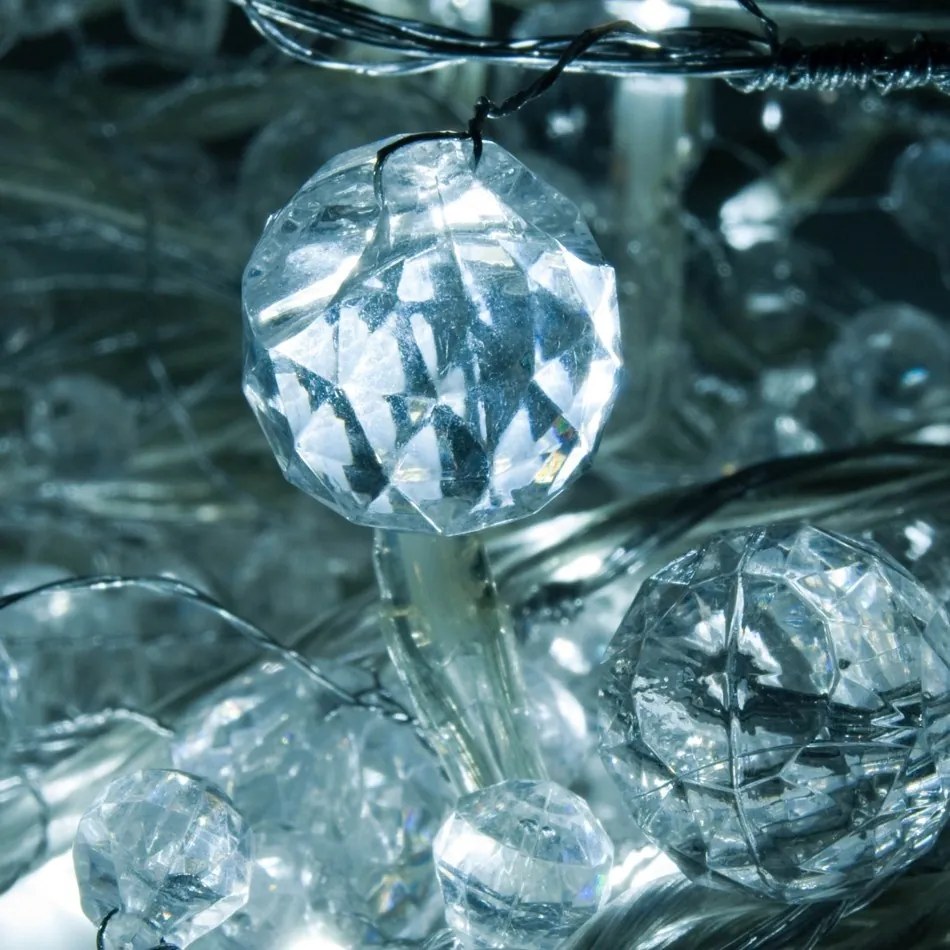 DECOLED LED světelný řetěz na baterie, krystalky, ledově bílá, 10 diod, 1,3 m