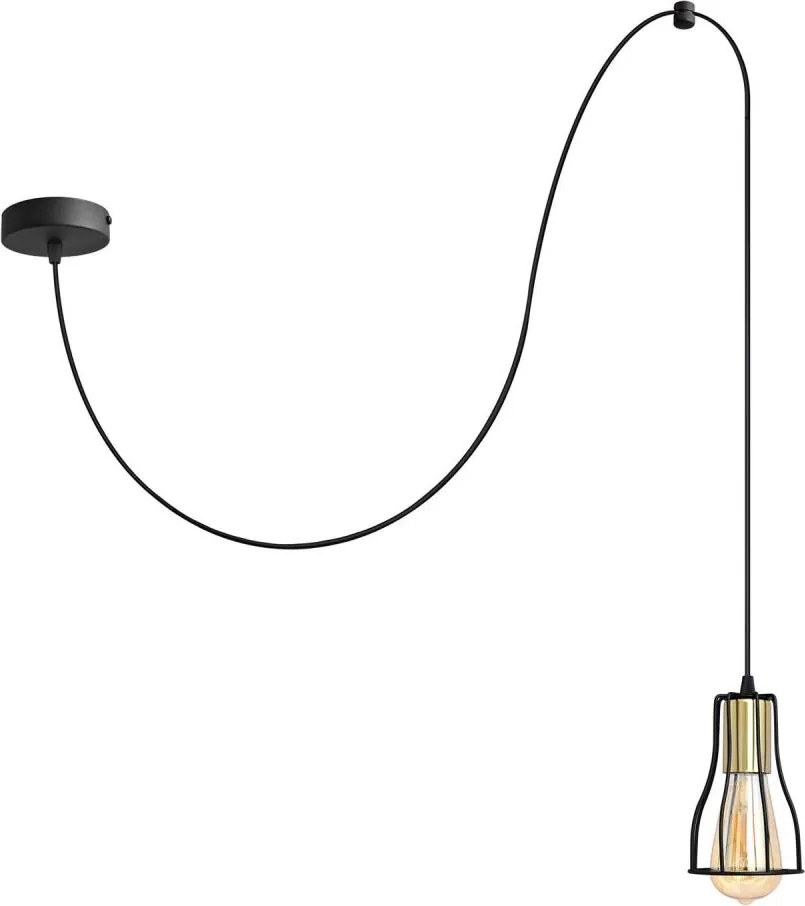 Luster na lanku TUBE LONG 1xE27/15W/230V čierna/zlatá