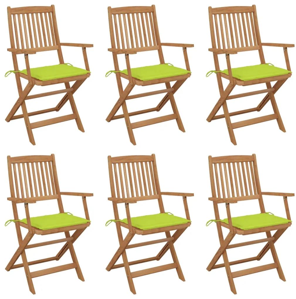 Skladacie záhradné stoličky so sedákmi 6 ks akáciový masív 3074951