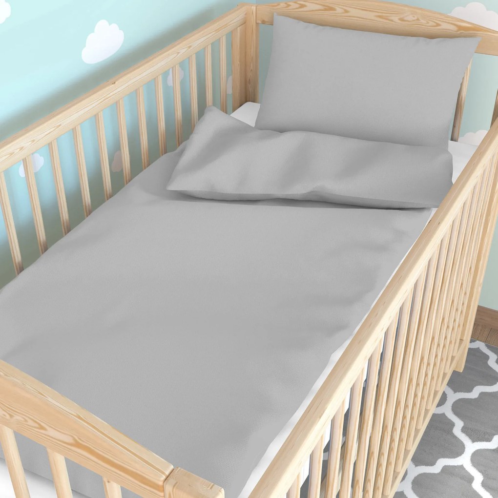Goldea detské bavlnené obliečky do postieľky - sivé 100 x 135 a 40 x 60 cm