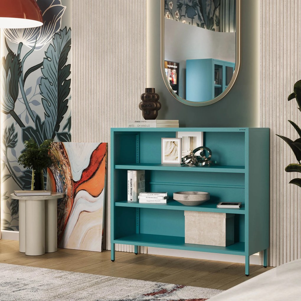 Nízky policový regál LUCA, 1000 x 900 x 350 mm, Modern: morská farba