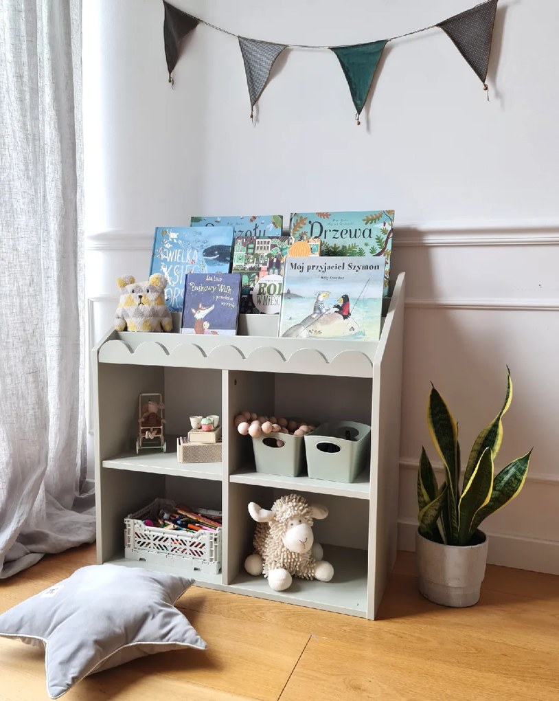 Bellamy Detská knižnica BOOK NOOK SAGE 71x76 cm, svetlozelená