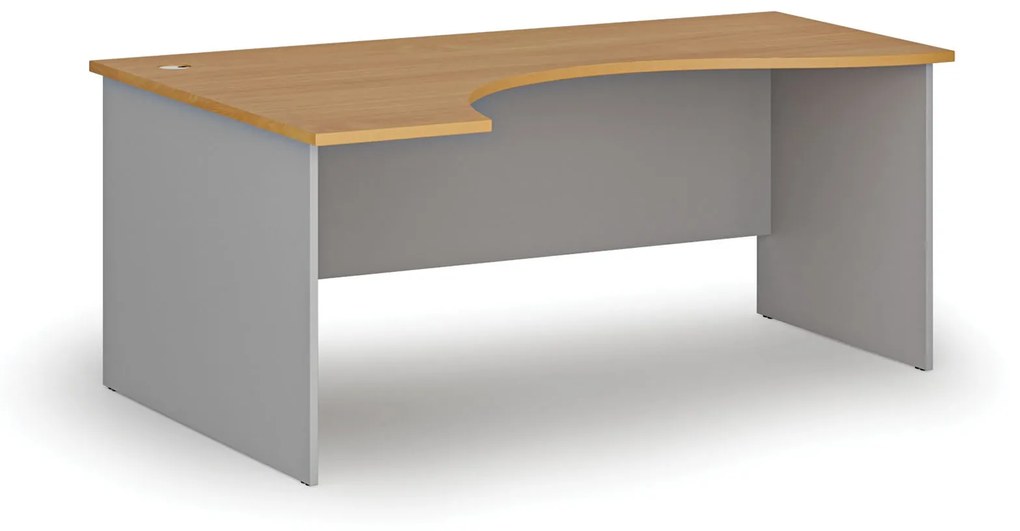 Ergonomický kancelársky pracovný stôl PRIMO GRAY, 1800 x 1200 mm, ľavý, sivá/buk