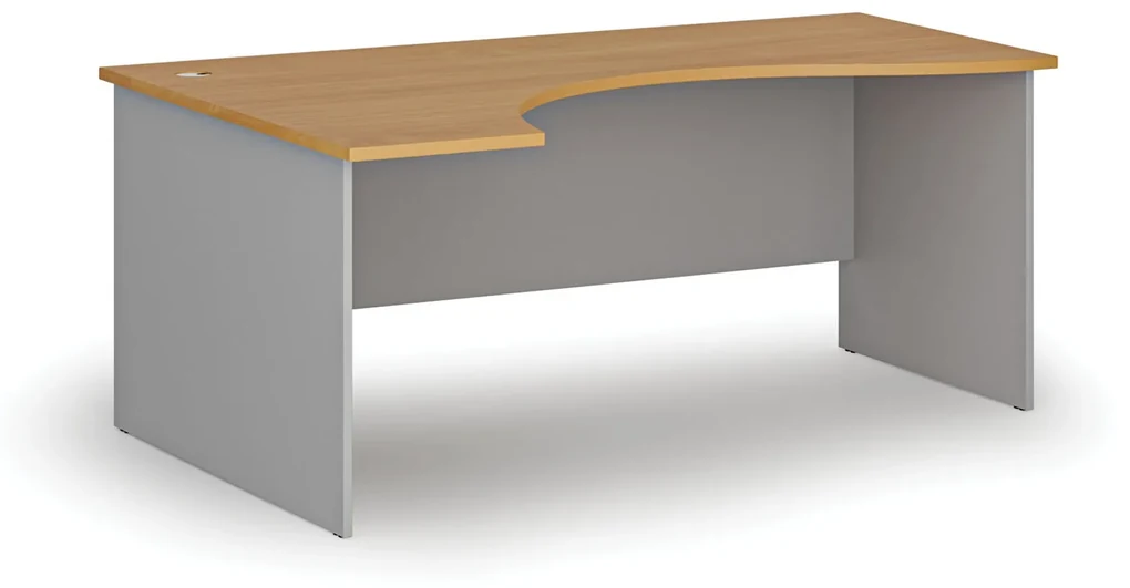 Ergonomický kancelársky pracovný stôl PRIMO GRAY, 1800 x 1200 mm, ľavý, sivá/buk