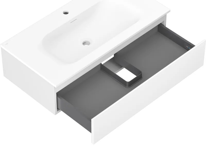 Mexen Orio, kúpeľňová skrinka 90 cm s umývadlom Vela, 1 zásuvka, biela matná, 91A10-09023-1-BF01-W23M01