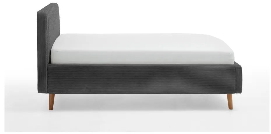 Antracitová čalúnená jednolôžková posteľ bez roštu 120x200 cm Mattis – Meise Möbel