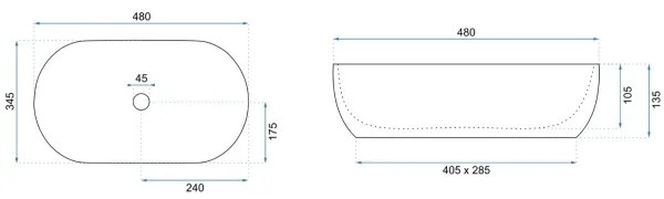 REA-U8001 - Umývadlo na dosku AMELIA 34,5x48 cm keramika/mramorový dekor