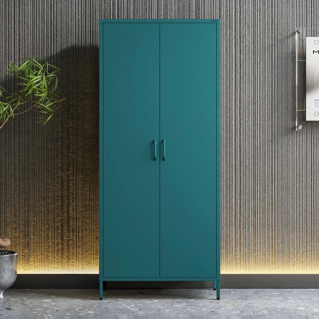 Šatníková skriňa FLAVIO, 800 x 1850 x 450 mm, Modern: morská farba