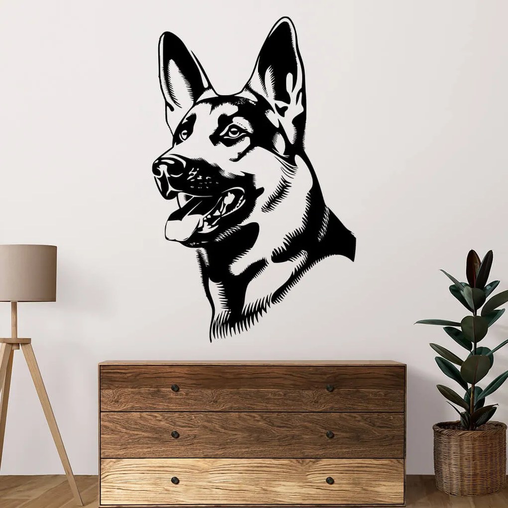 Veselá Stena Samolepka Nemecký ovčiak Farba: hnědá, Veľkosť: 60 x 37 cm