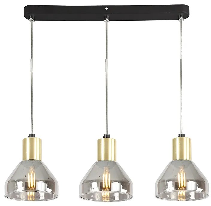 Candellux Čierno-zlatý závesný luster Gregory pre žiarovku 3x E14 33-79008