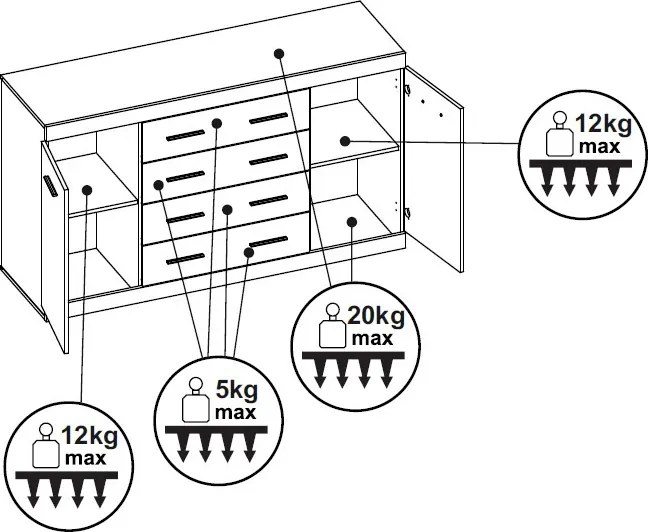 Komoda so zásuvkami Ares 150 cm, dub artisan/biela
