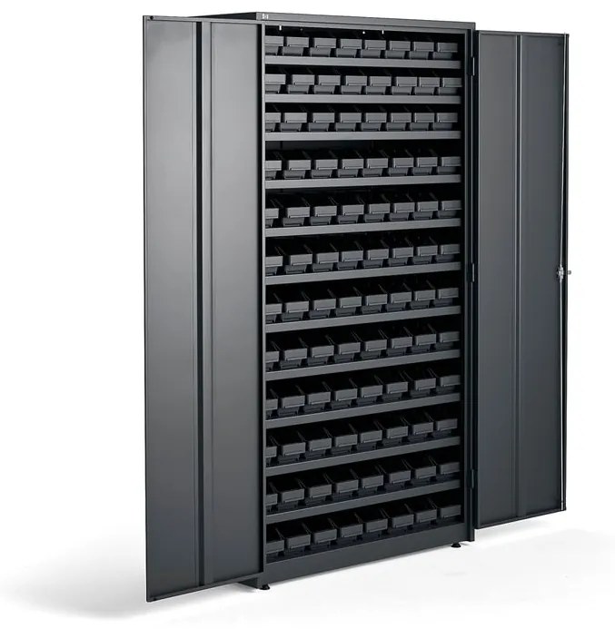 Kovová skriňa SUPPLY s 96 plastovými boxami REACH