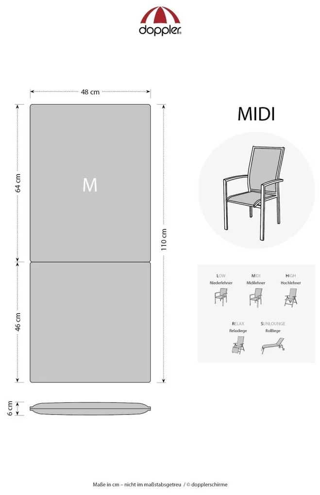 Doppler STAR 2025 stredný - polster na záhradnú stoličku a kreslo, bavlnená zmesová tkanina