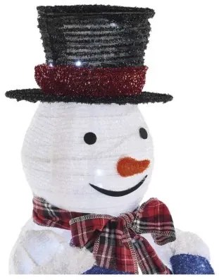 LED skládací sněhulák SNOWMAN 60 cm studená bílá