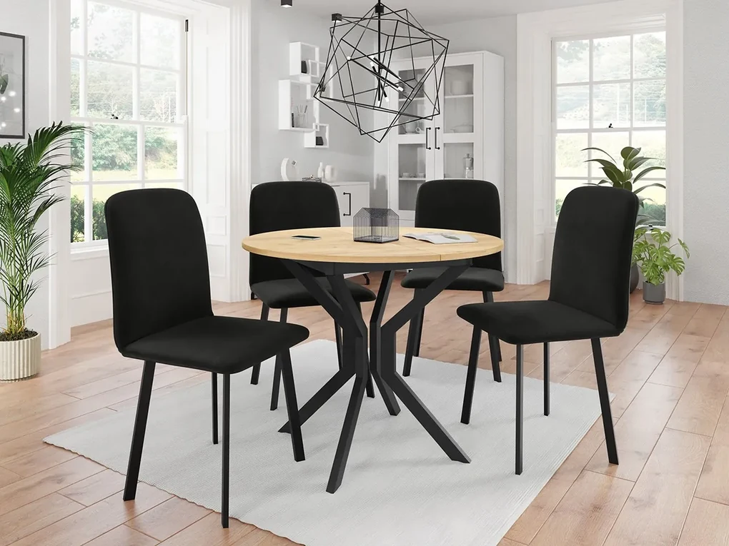 Jedálensky set so 4 stoličkami Kirtore M 90, Farby:: Amor Velvet 4302, Farby:: sivý mramor / čierna