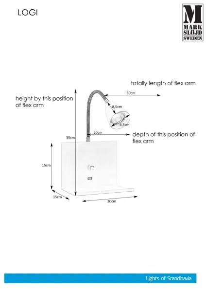 Markslöjd 107140 - Stmievateľné nástenné svietidlo s USB LOGI 1xGU10/7W/230V