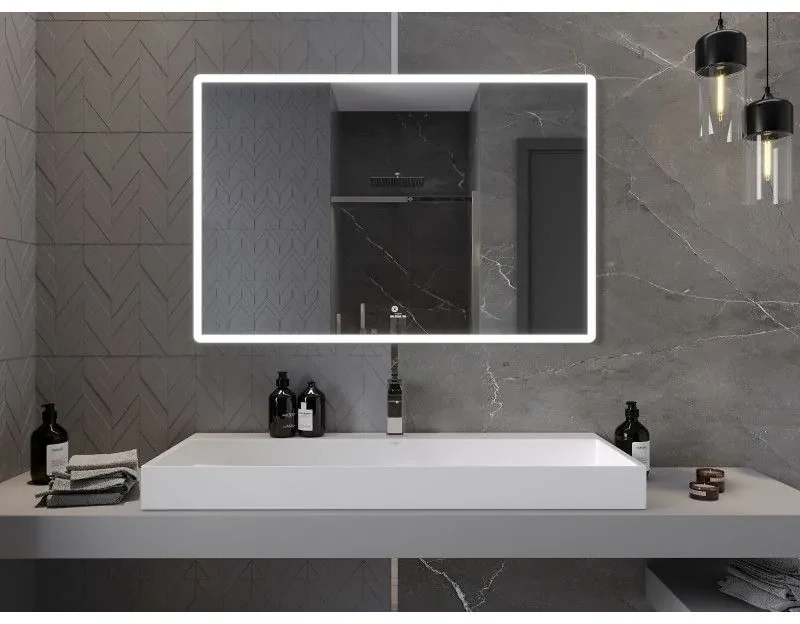 Mexen Navia, LED kúpeľňové zrkadlo s podsvietením 120 x 80 cm, 6000K, ochrana proti zahmlievaniu, 9803-120-080-611-00