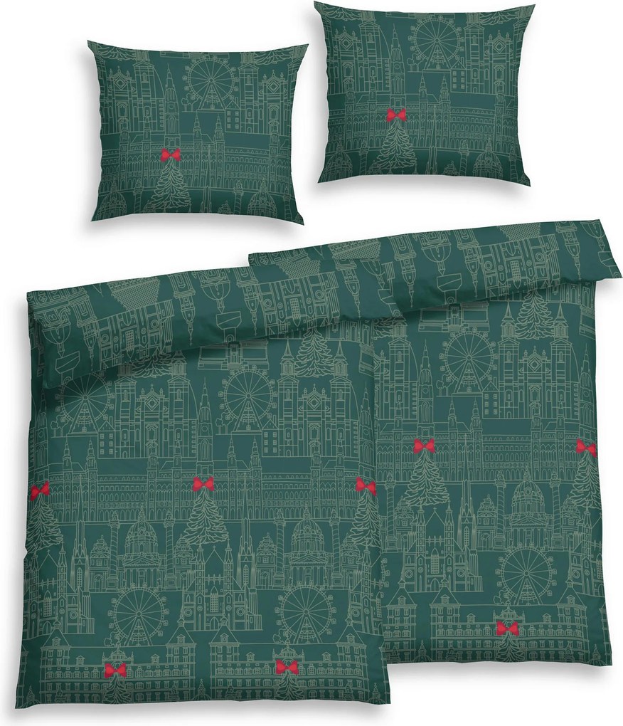 XXXLutz POSTEĽNÁ BIELIZEŇ, flanel, smaragdovozelená, 140/200 cm Florella - Obliečky & plachty - 004388024102