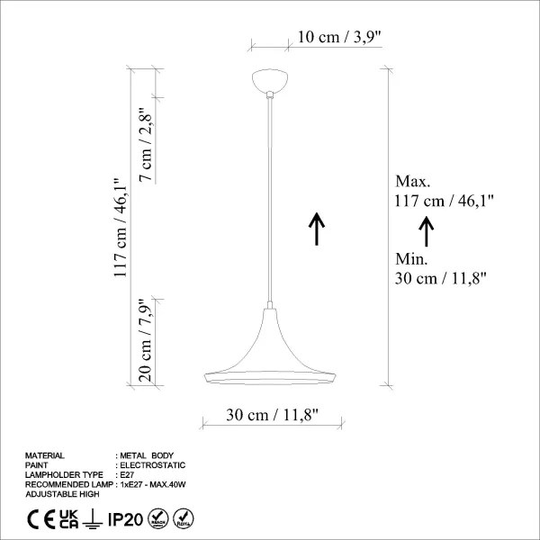 Luster na lanku TOM 1xE27/40W/230V oranžová