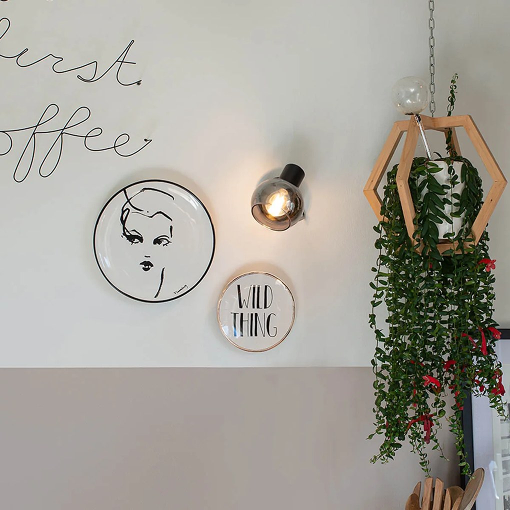 Inteligentné stropné bodové svetlo čierne s dymovým sklom vrátane Wifi P45 - Vidro