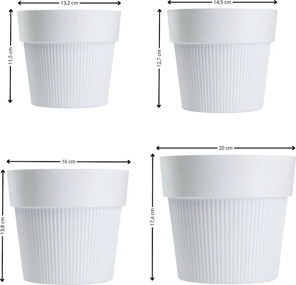 Sada 4 ks květináčů Silva Line bílá