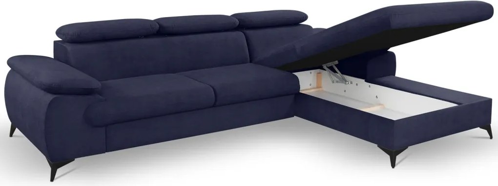 Rohová sedacia súprava Scala, tmavo modrá látka, pravý roh